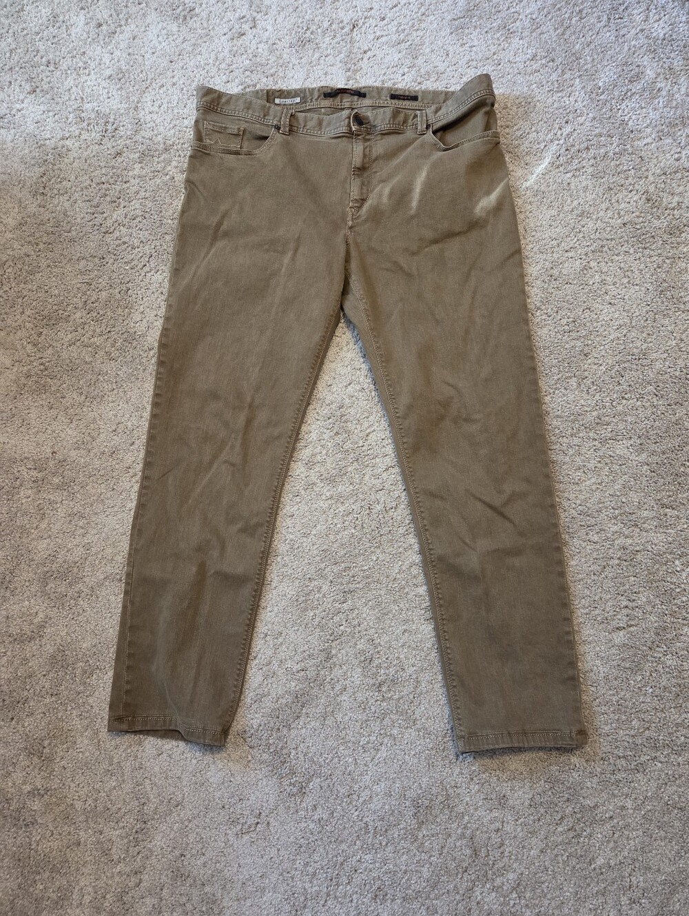 Men's Alberto Regular Fit Tan Twill Pants